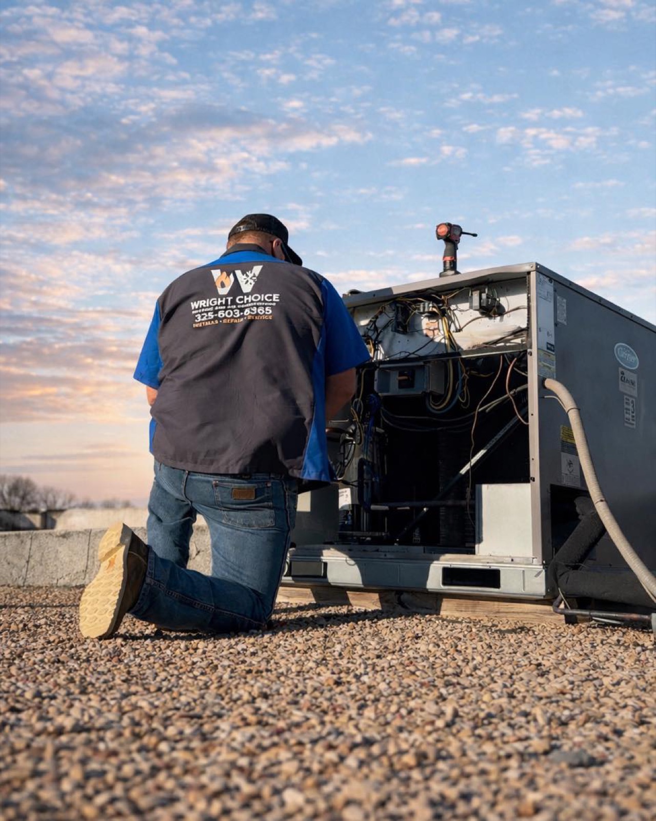 Wright Choice technician completing an Abilene, TX air conditioning installation